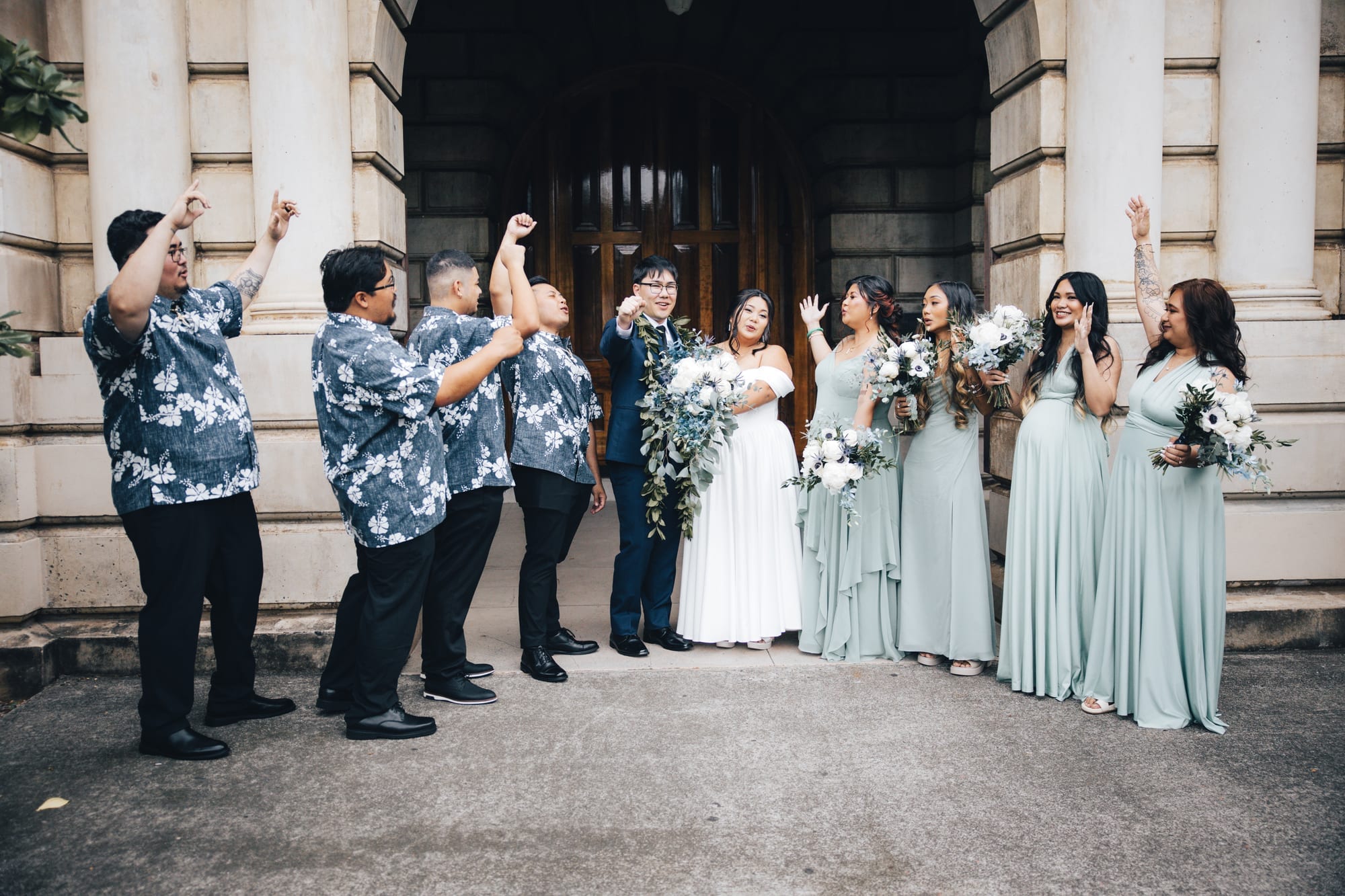 Emotional first look between bride and groom before their Hawaii wedding ceremony
